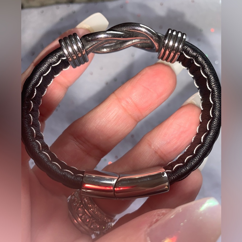 Genuine Braided Leather Bangle/Cuff Bracelet… Unisex (Men’s or Women’s) - Picture 10 of 16